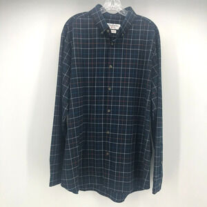 Mizzen+Main Mens Trim Fit Shirt XXLarge Navy Blue Plaid Long Sleeve Stretch